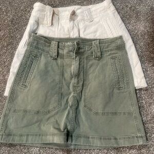 Women's American Eagle High Rise Mini Skirt ( Tan and Green)